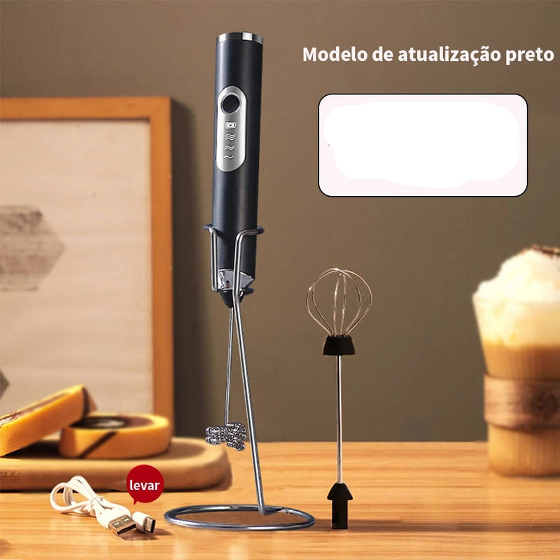 Batedor Misturador Mixer Elétrico para Bebidas Leite Café Portátil